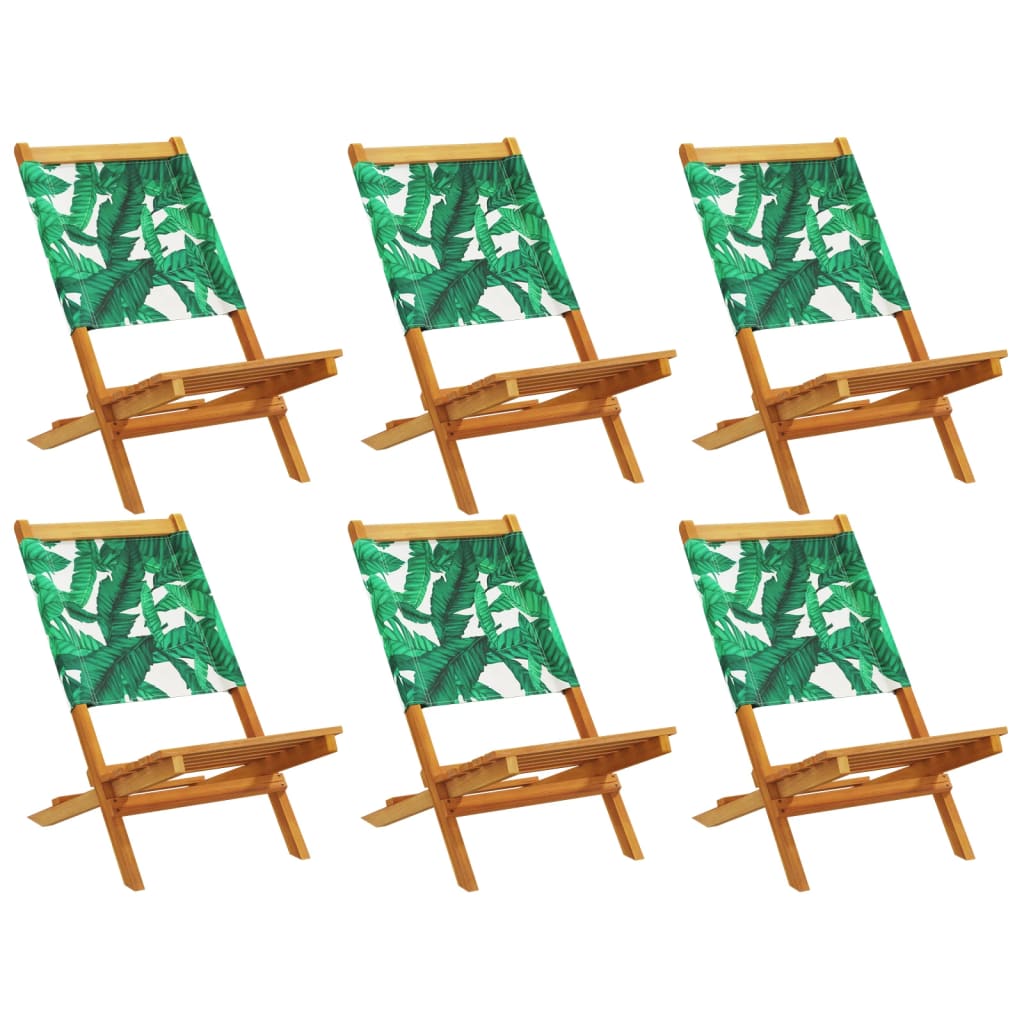 vidaXL Chaises de jardin 6 pcs Pliantes Tissu vert et bois massif