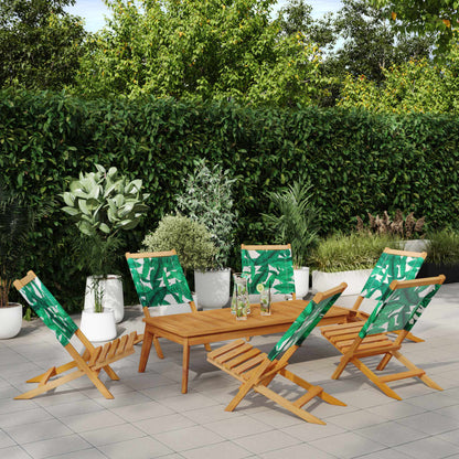 vidaXL Chaises de jardin 6 pcs Pliantes Tissu vert et bois massif