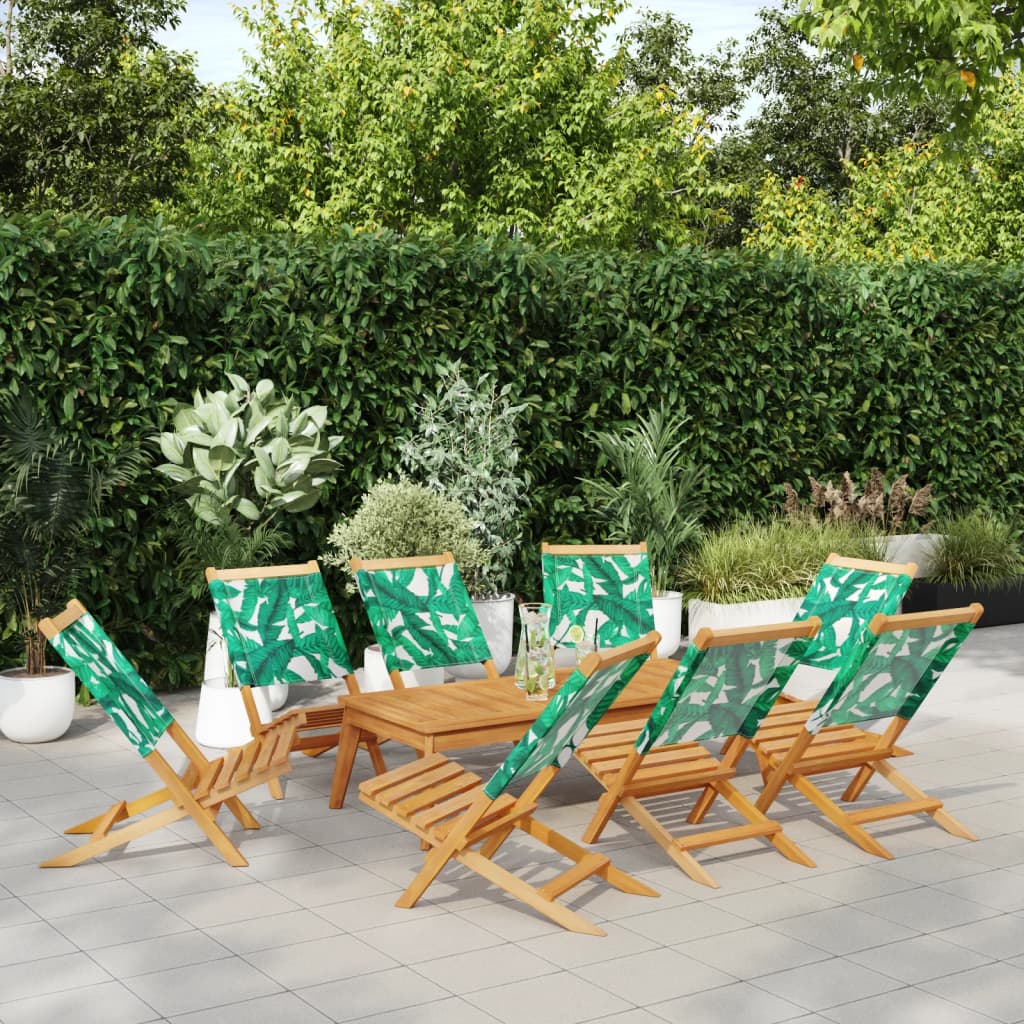 vidaXL Gartenstühle 8 Stk. Klappbar Grün Stoff und Massivholz