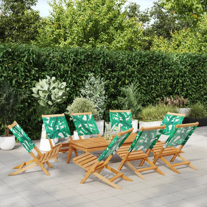 vidaXL Gartenstühle 8 Stk. Klappbar Grün Stoff und Massivholz