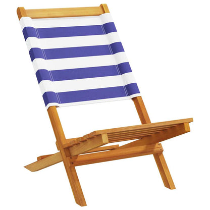 vidaXL Chaises de jardin 4 pcs Pliantes Bleu et blanc Tissu et Bois massif
