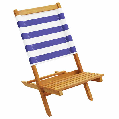 vidaXL Chaises de jardin 4 pcs Pliantes Bleu et blanc Tissu et Bois massif