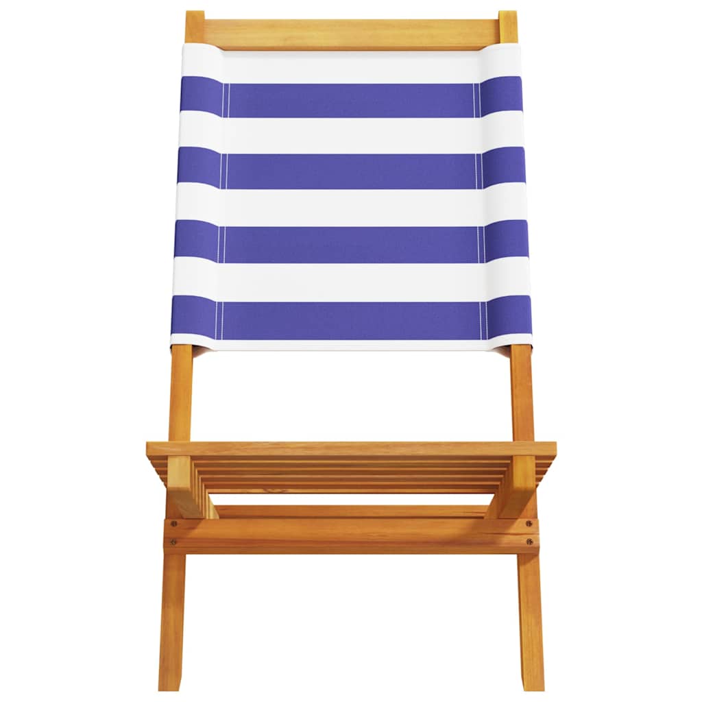 vidaXL Chaises de jardin 4 pcs Pliantes Bleu et blanc Tissu et Bois massif