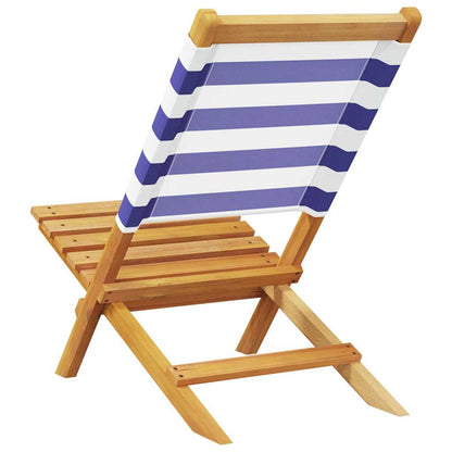 vidaXL Chaises de jardin 4 pcs Pliantes Bleu et blanc Tissu et Bois massif
