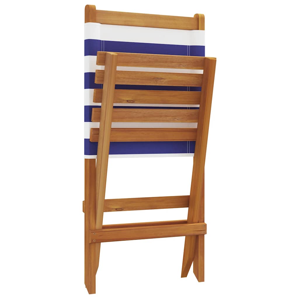 vidaXL Chaises de jardin 4 pcs Pliantes Bleu et blanc Tissu et Bois massif