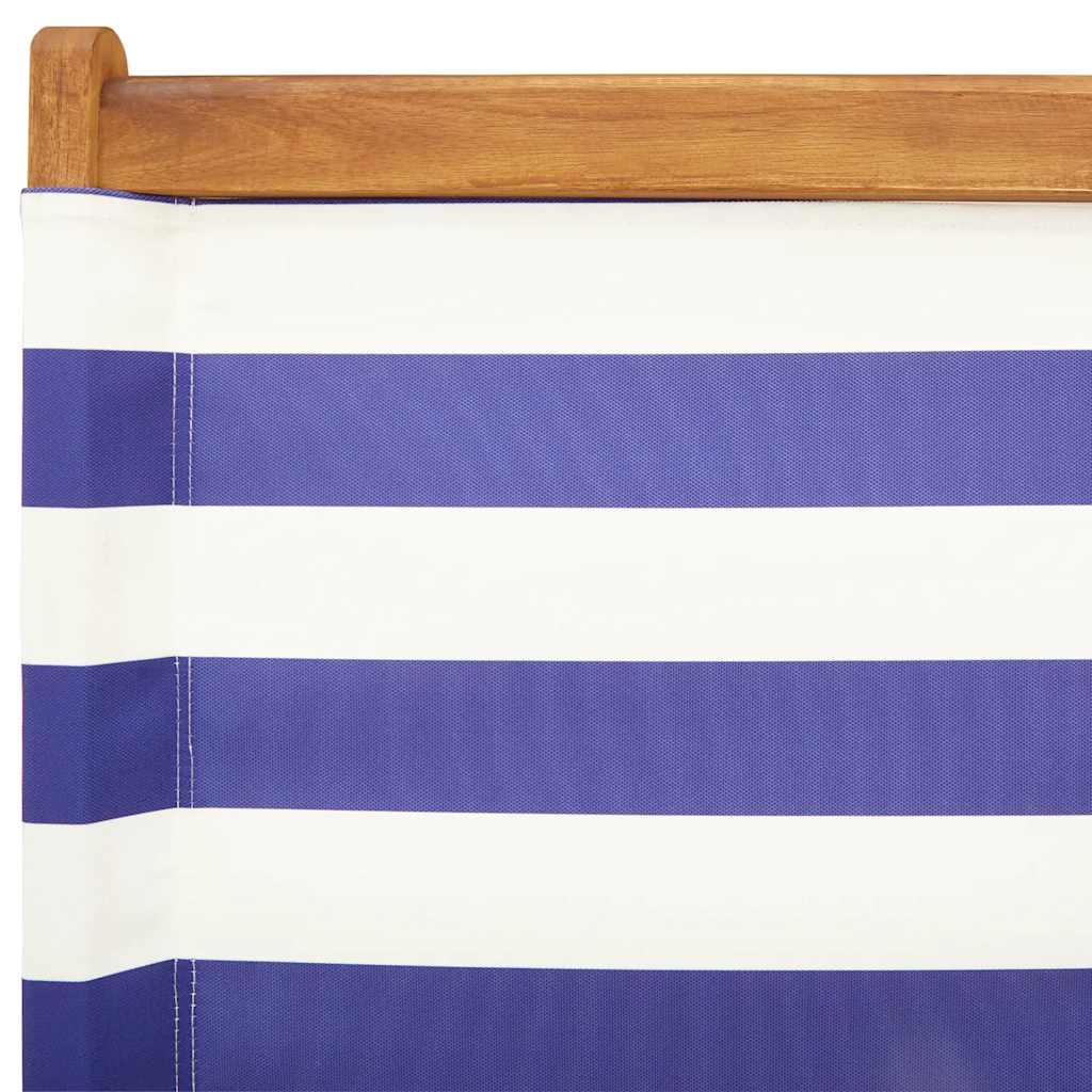 vidaXL Chaises de jardin 4 pcs Pliantes Bleu et blanc Tissu et Bois massif