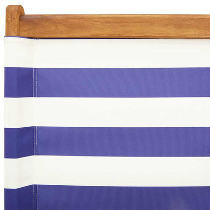 vidaXL Chaises de jardin 4 pcs Pliantes Bleu et blanc Tissu et Bois massif