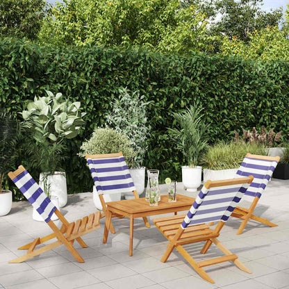vidaXL Chaises de jardin 4 pcs Pliantes Bleu et blanc Tissu et Bois massif