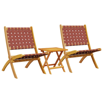 vidaXL Chaises de jardin pliantes 2 pcs avec table Bois massif Rouge