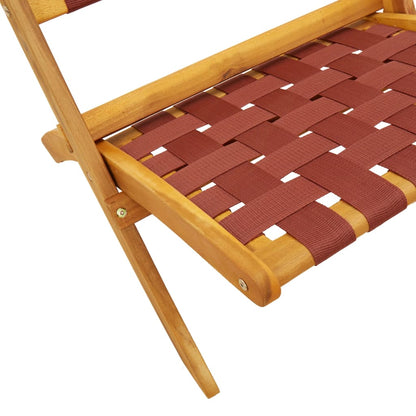 vidaXL Chaises de jardin pliantes 2 pcs avec table Bois massif Rouge