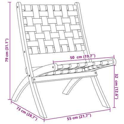 vidaXL Chaises de jardin pliantes 2 pcs avec table Bois massif Rouge