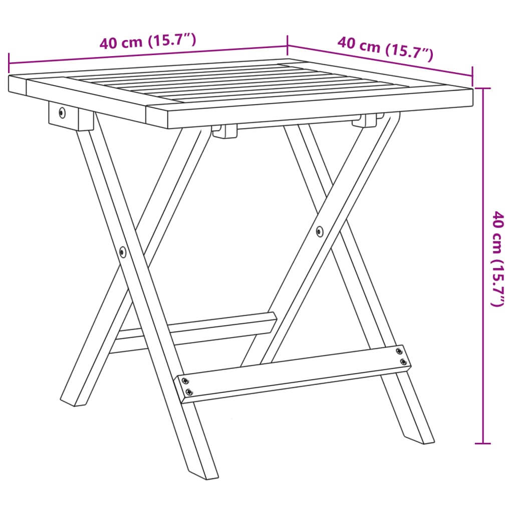 vidaXL Chaises de jardin 2 pcs. Pliables avec table Bleu foncé Bois massif