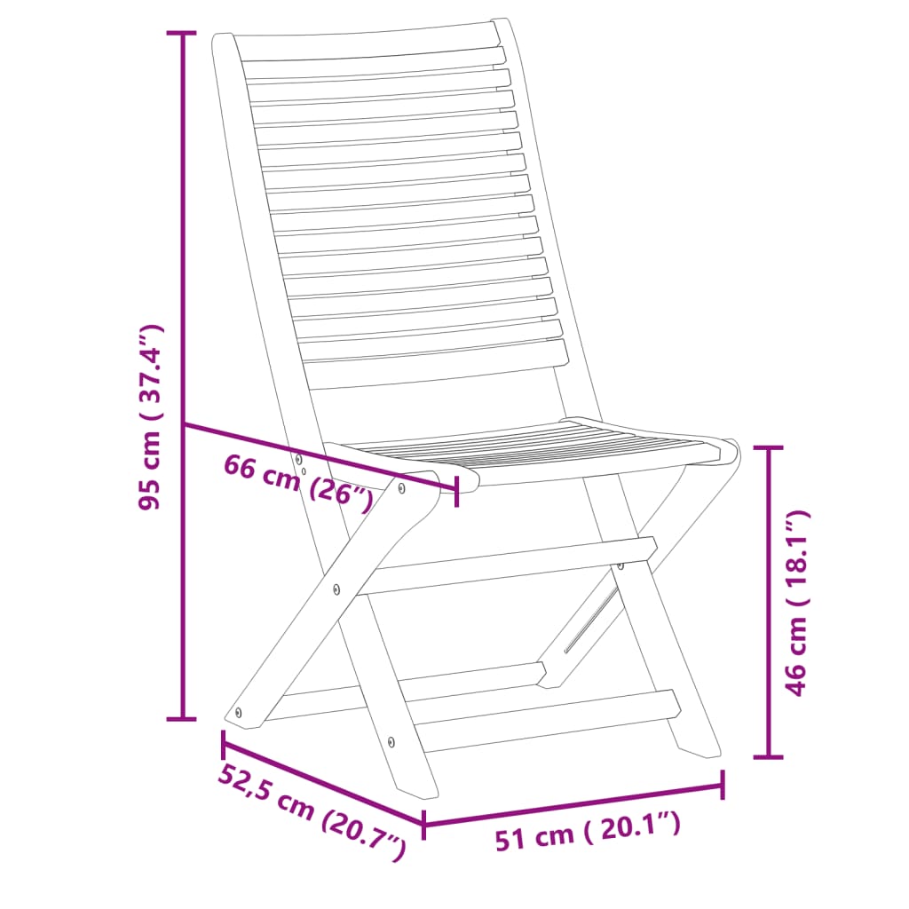 vidaXL Gartenstühle 6 Stk. Klappbar 51x66x95 cm Massivholz Akazie