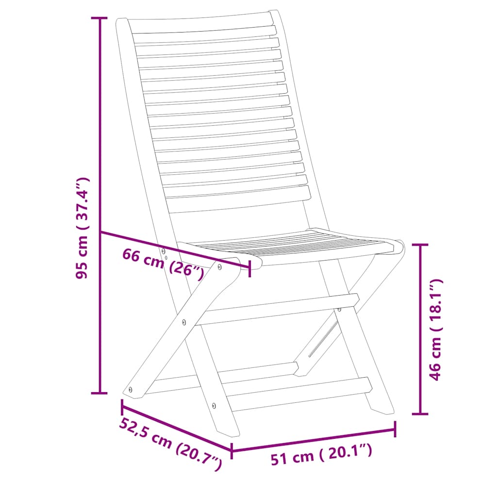 vidaXL Gartenstühle 8 Stk. Klappbar 51x66x95 cm Massivholz Akazie
