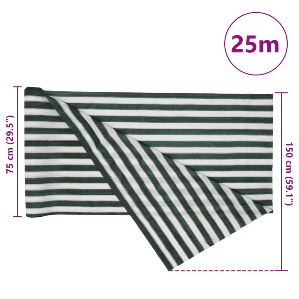 vidaXL Zaunblende Grün und Weiß 1,5x25 m HDPE 75 g/m²