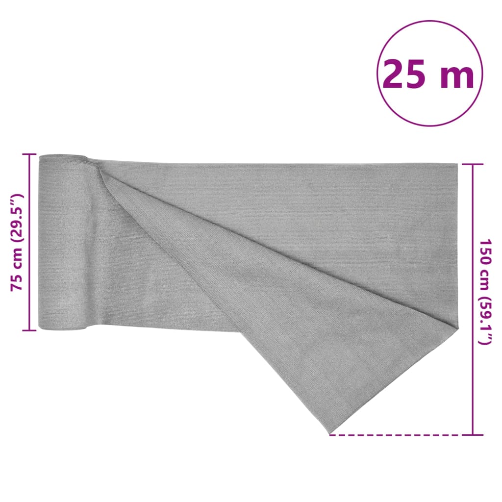 vidaXL Zaunblende Hellgrau 1,5x25 m HDPE 75 g/m²