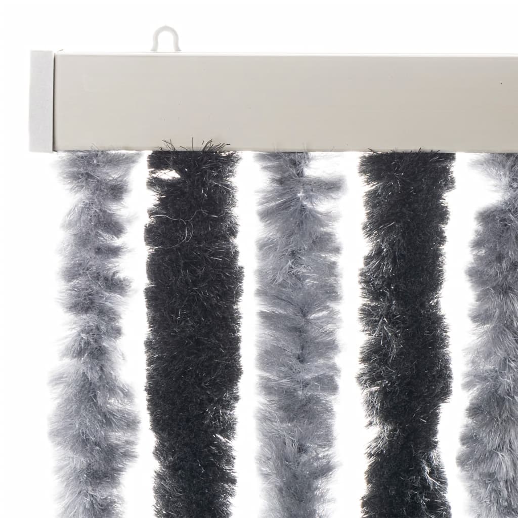 vidaXL Fliegenvorhang Grau und Schwarz 118x220 cm Chenille