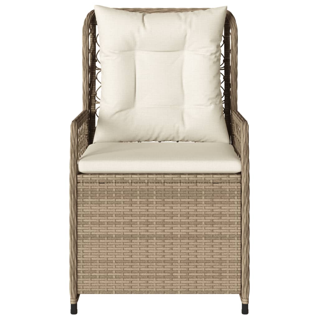 vidaXL Gartensessel 2 Stk. Verstellbar Beige Poly Rattan