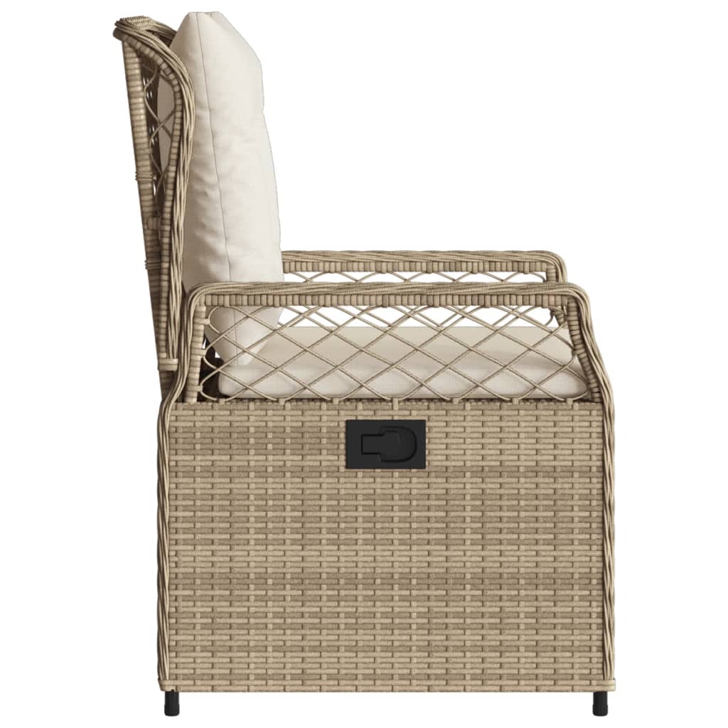 vidaXL Gartensessel 2 Stk. Verstellbar Beige Poly Rattan