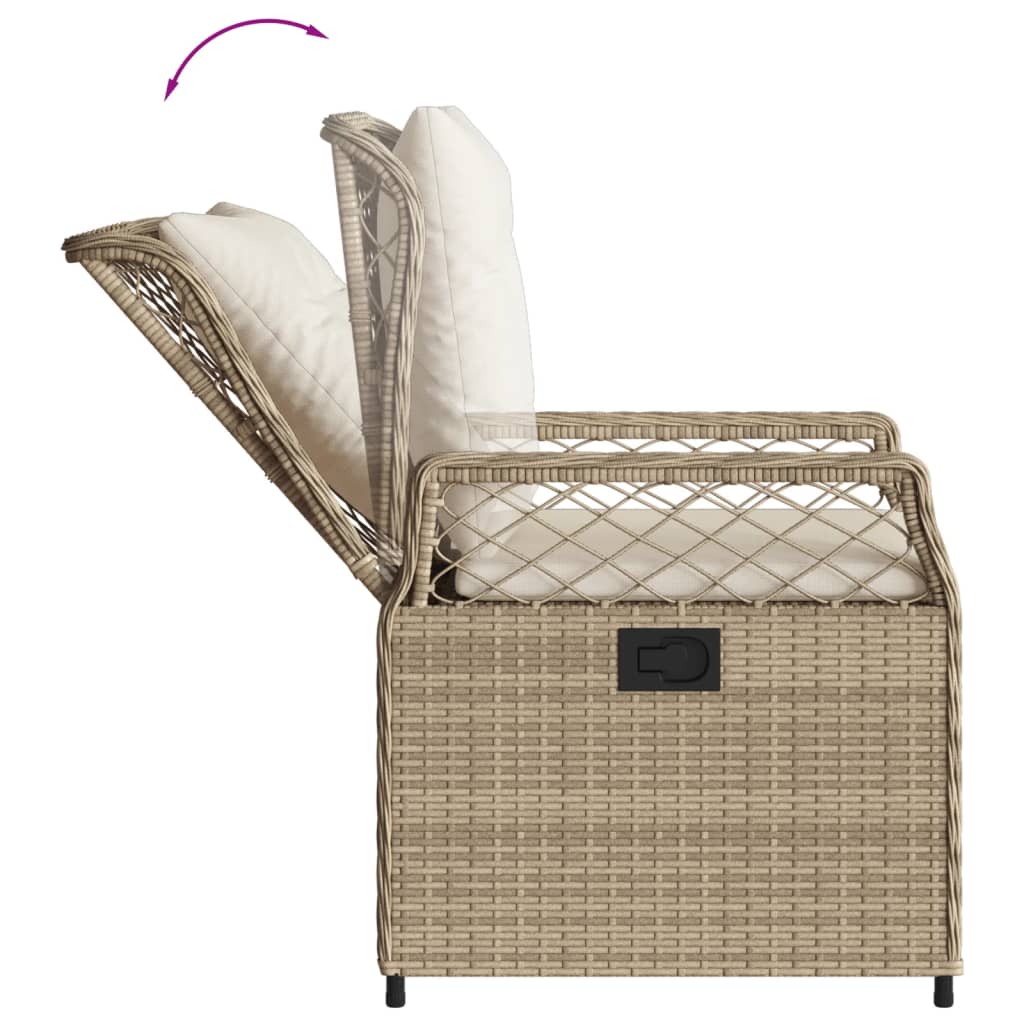 vidaXL Gartensessel 2 Stk. Verstellbar Beige Poly Rattan