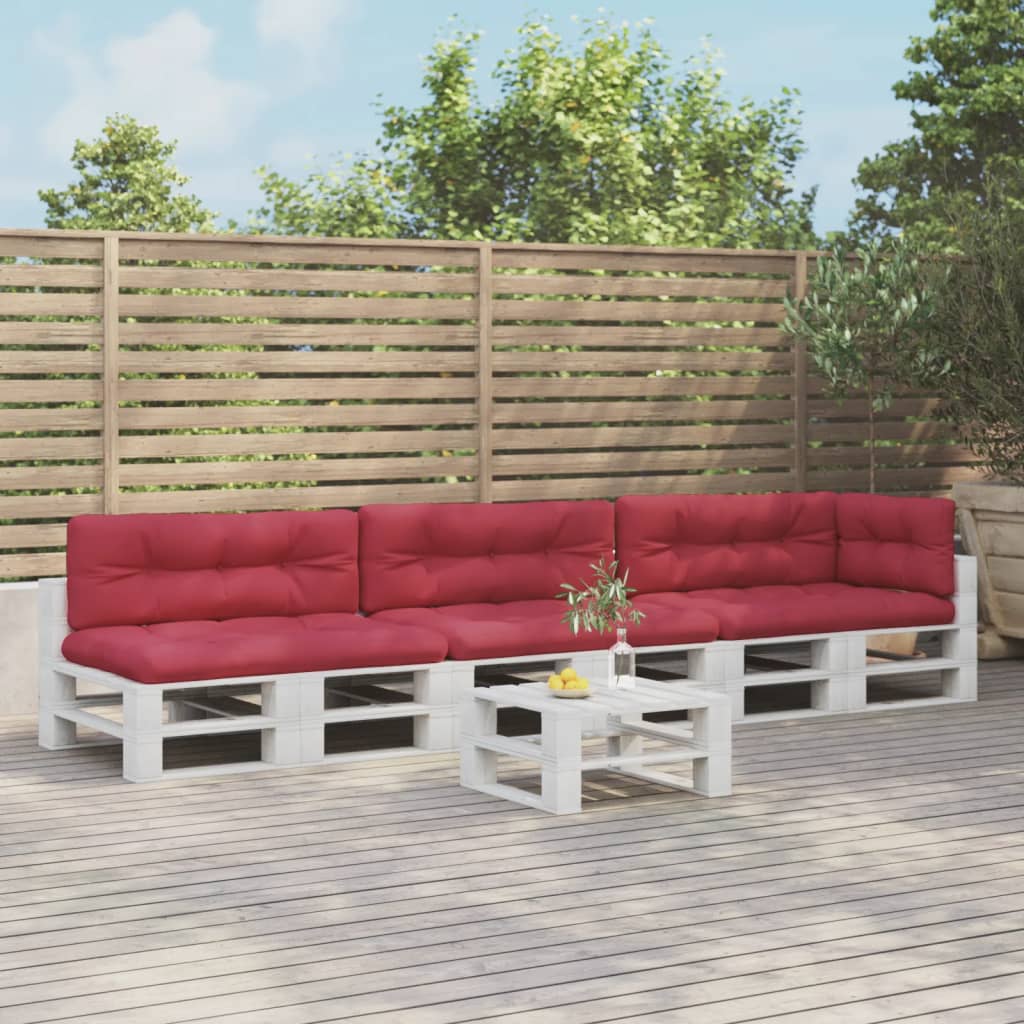 vidaXL Coussins de palette 7 pcs Rouge bordeaux Tissu