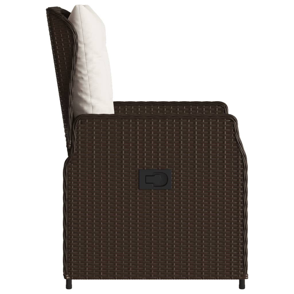 vidaXL Gartensessel 2 Stk. Verstellbar Braun Poly Rattan