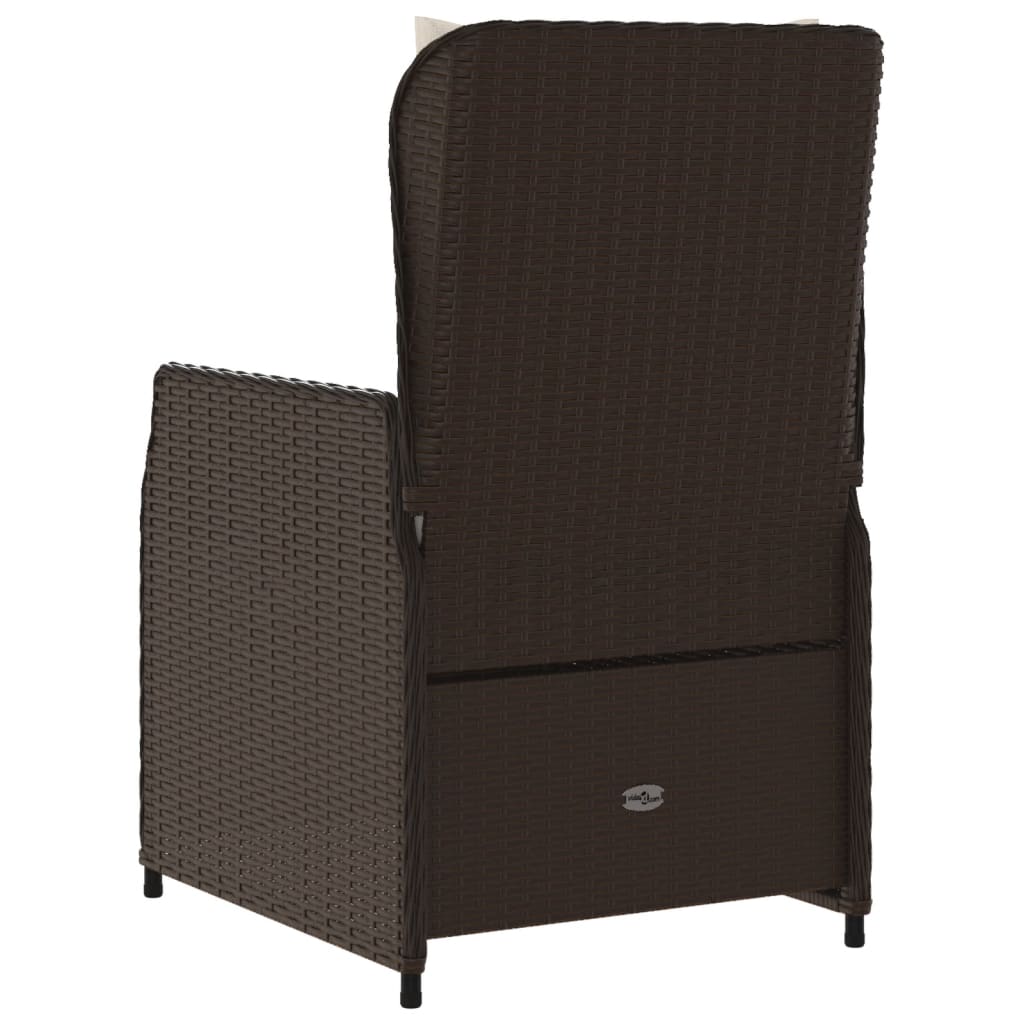 vidaXL Gartensessel 2 Stk. Verstellbar Braun Poly Rattan