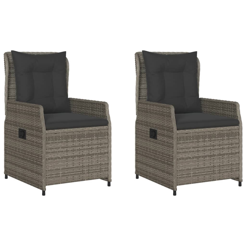 vidaXL Fauteuils de jardin 2 pcs réglables Gris Résine tressée