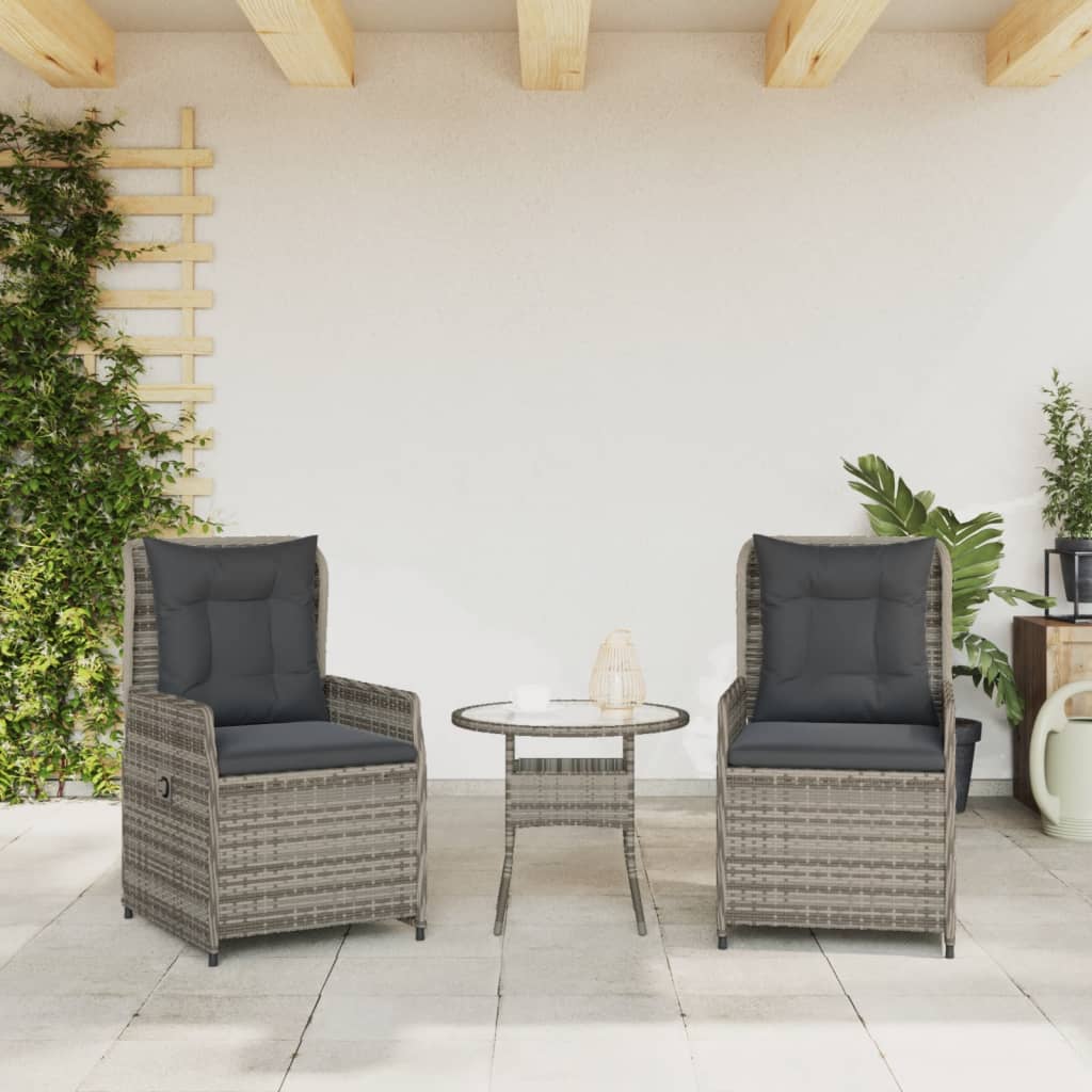 vidaXL Fauteuils de jardin 2 pcs réglables Gris Résine tressée