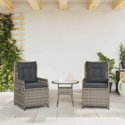 vidaXL Fauteuils de jardin 2 pcs réglables Gris Résine tressée