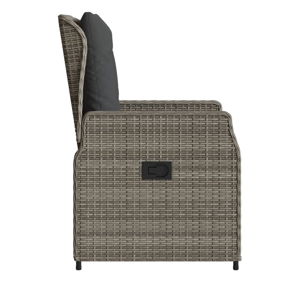vidaXL Fauteuils de jardin 2 pcs réglables Gris Résine tressée