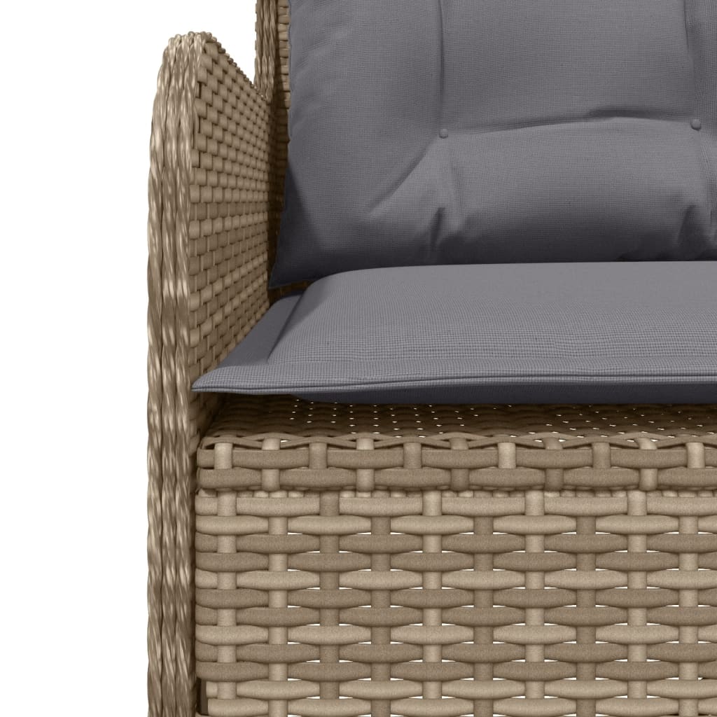 vidaXL Gartensofa in L-Form mit Kissen Beige Poly Rattan