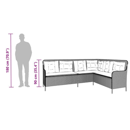 vidaXL Gartensofa in L-Form mit Kissen Beige Poly Rattan
