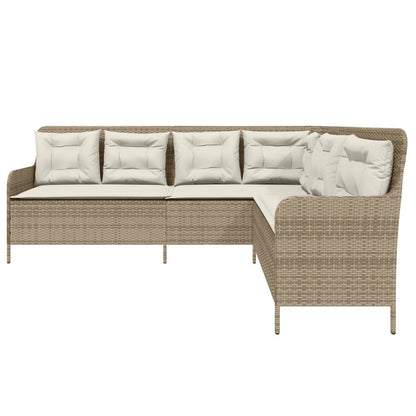 vidaXL Gartensofa in L-Form mit Kissen Beige Poly Rattan