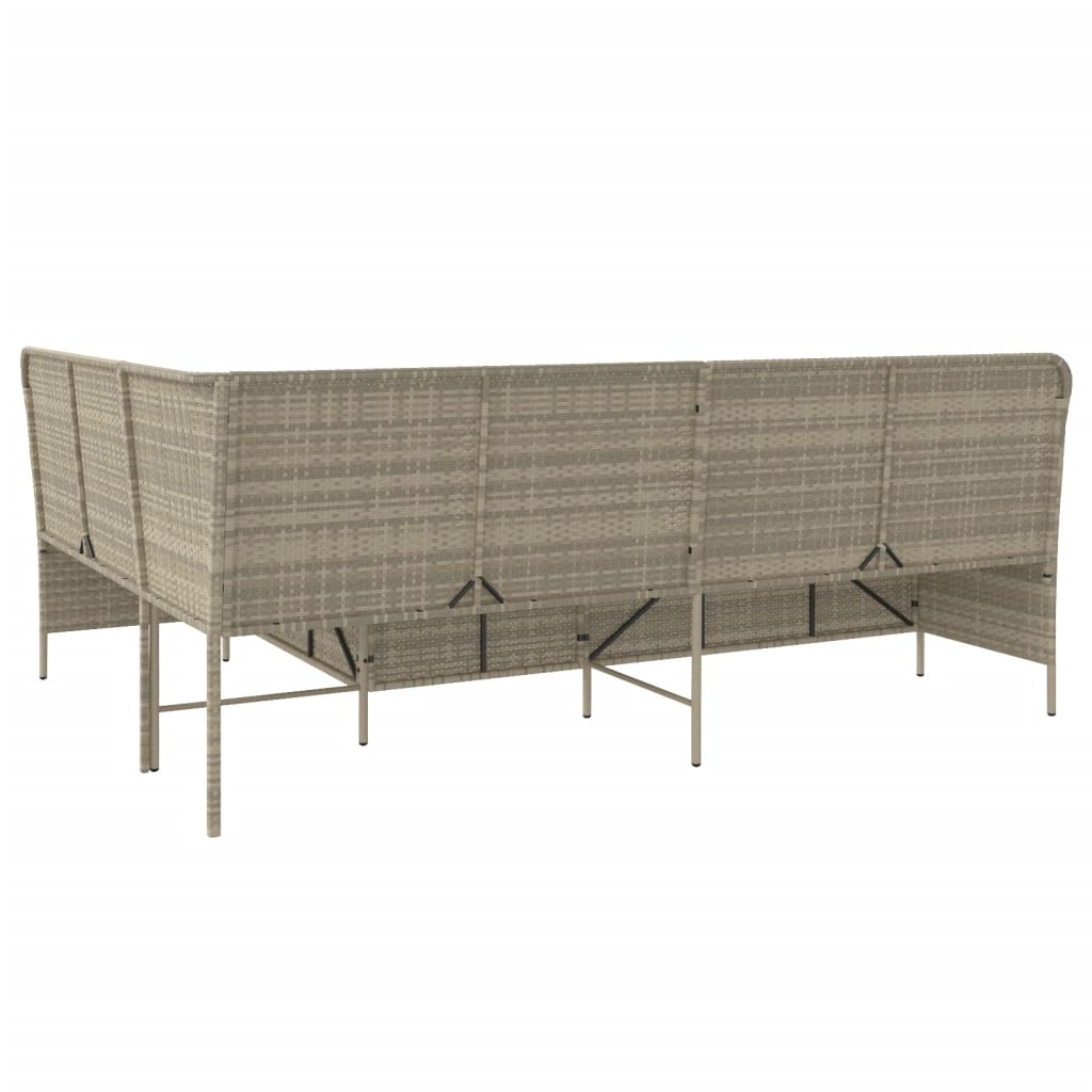 vidaXL Gartensofa in L-Form mit Kissen Hellgrau Poly Rattan