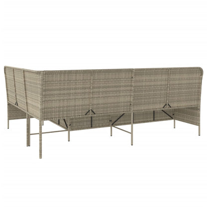 vidaXL Gartensofa in L-Form mit Kissen Hellgrau Poly Rattan