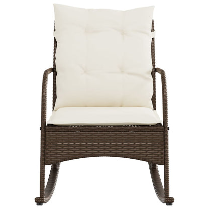 vidaXL Garten-Schaukelstuhl mit Kissen Braun Poly Rattan
