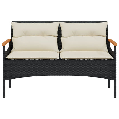 vidaXL 4-tlg. Garten-Sofagarnitur mit Kissen Schwarz Poly Rattan