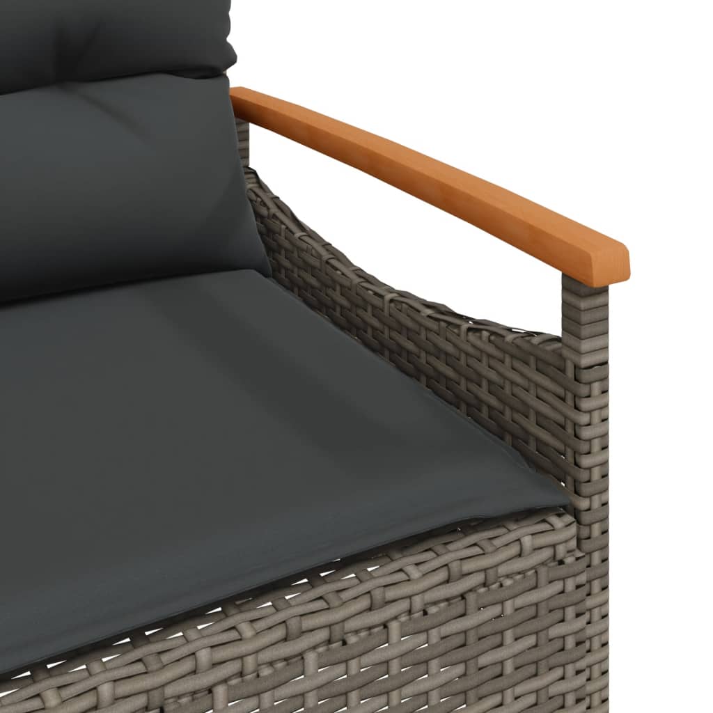 vidaXL 4-tlg. Garten-Sofagarnitur mit Kissen Grau Poly Rattan