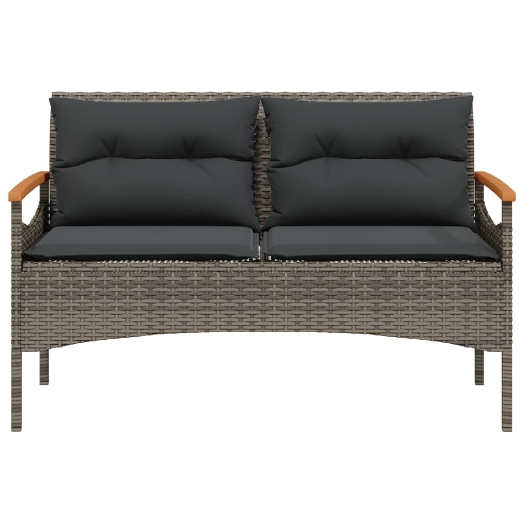 vidaXL 4-tlg. Garten-Sofagarnitur mit Kissen Grau Poly Rattan