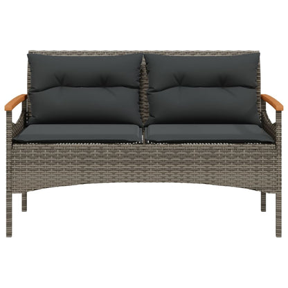 vidaXL 4-tlg. Garten-Sofagarnitur mit Kissen Grau Poly Rattan