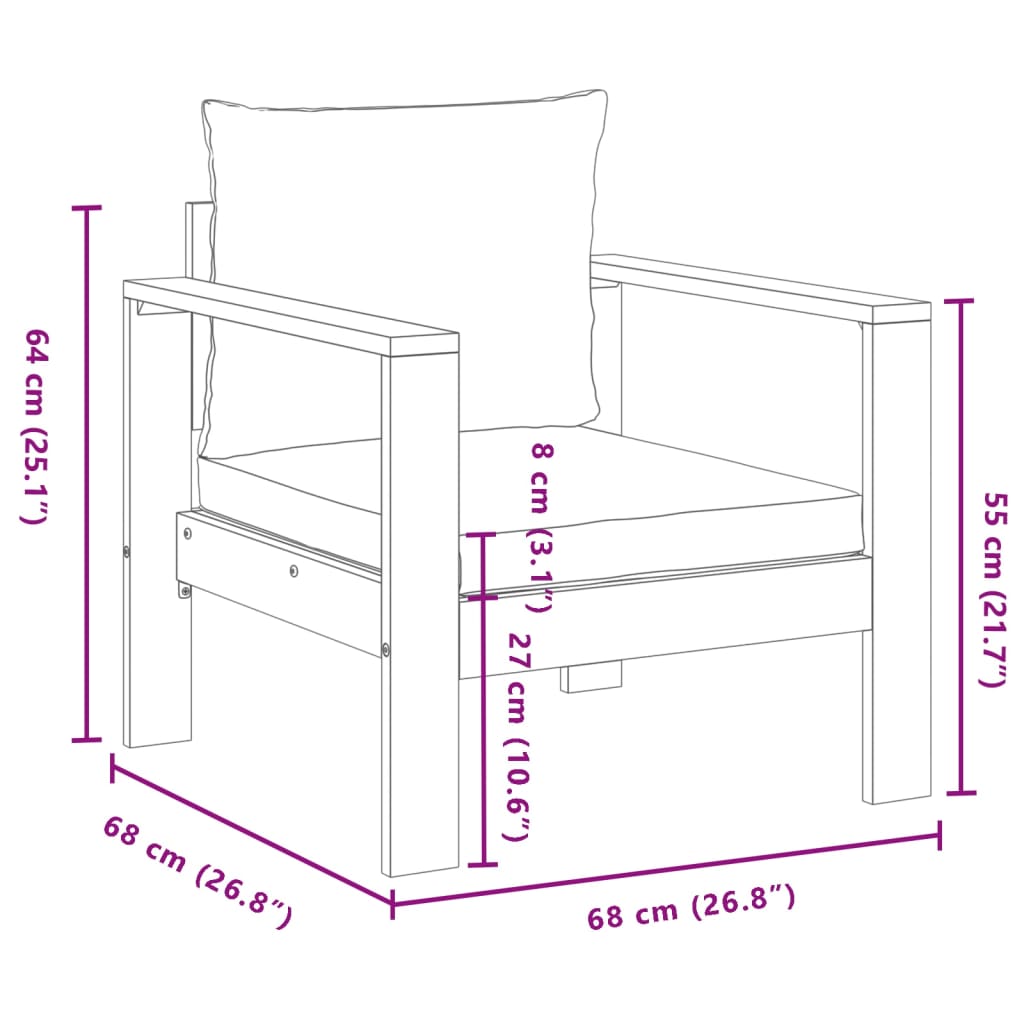 vidaXL 4-tlg. Garten-Sofagarnitur mit Kissen Massivholz Akazie