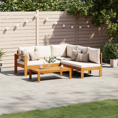vidaXL 4-tlg. Garten-Sofagarnitur mit Kissen Massivholz Akazie