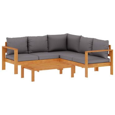 vidaXL 4-tlg. Garten-Sofagarnitur mit Kissen Massivholz Akazie