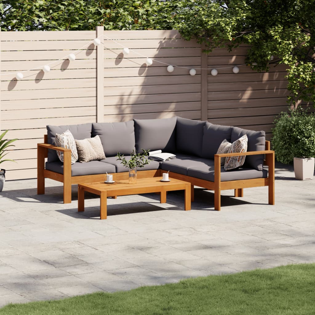 vidaXL 4-tlg. Garten-Sofagarnitur mit Kissen Massivholz Akazie