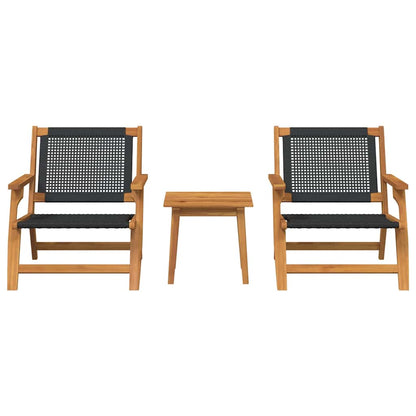 vidaXL Chaises de jardin avec table 3 pcs Noir Bois d'acacia massif