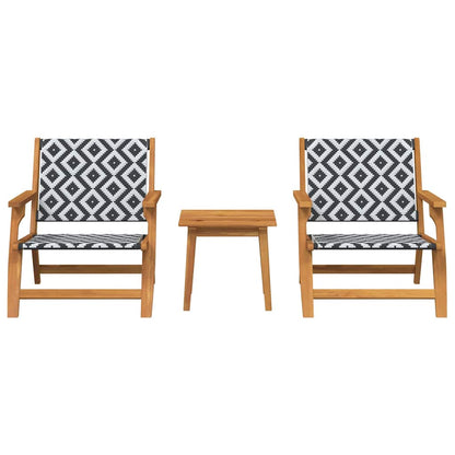 vidaXL Gartenstühle mit Tisch 3 pcs Schwarz und Weiß Massivholz Akazie
