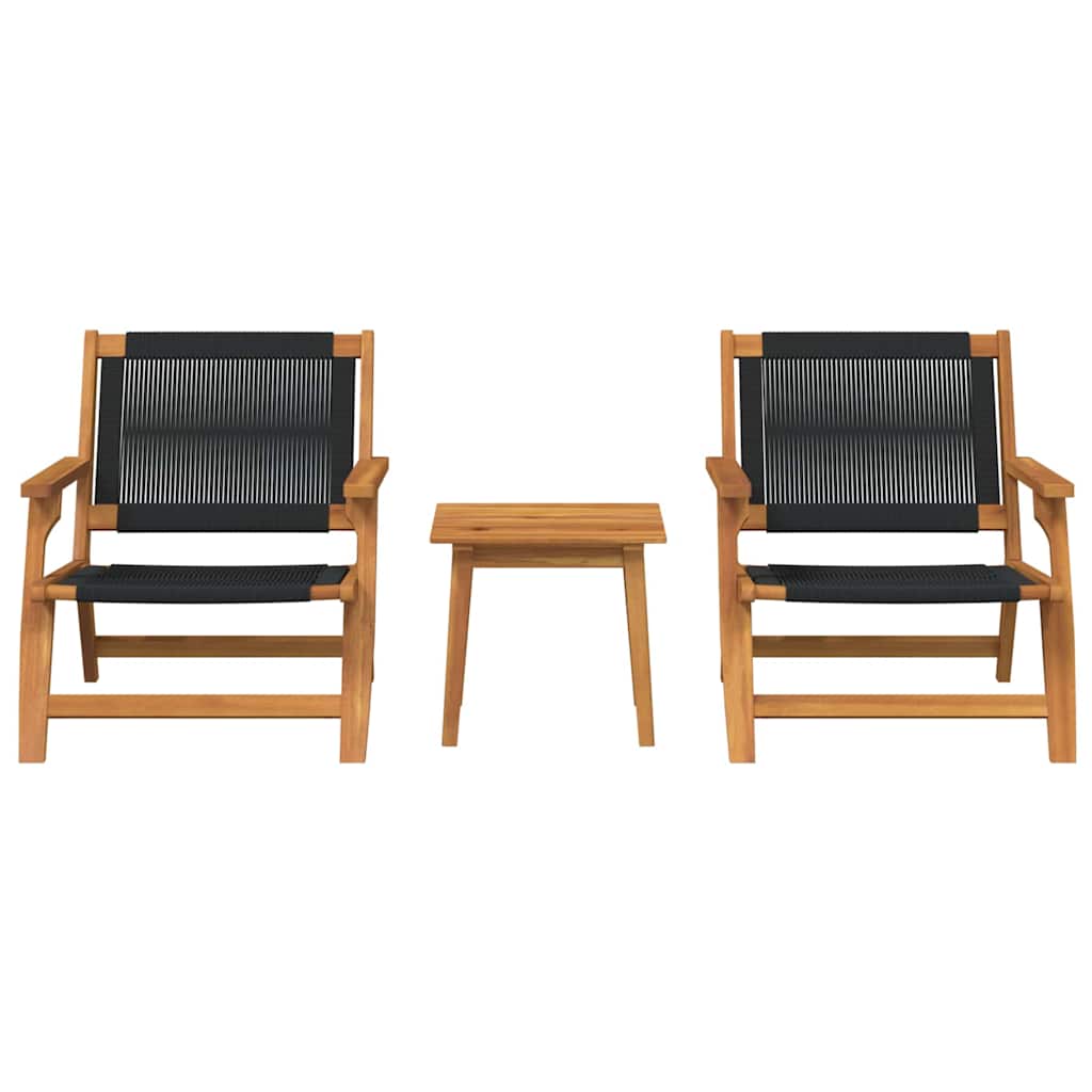 vidaXL Gartenstühle mit Tisch 3 pcs Schwarz Massivholz Akazie