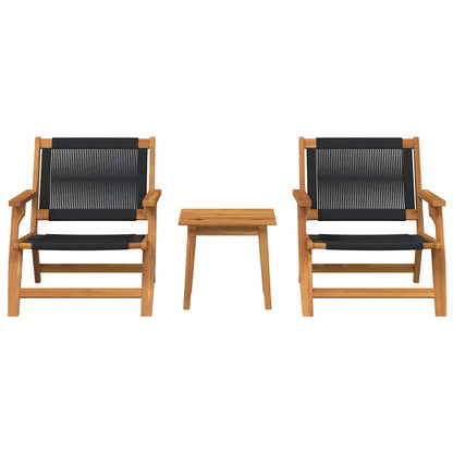 vidaXL Gartenstühle mit Tisch 3 pcs Schwarz Massivholz Akazie
