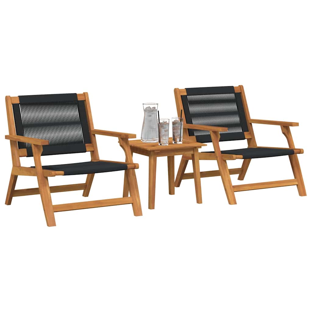 vidaXL Gartenstühle mit Tisch 3 pcs Schwarz Massivholz Akazie